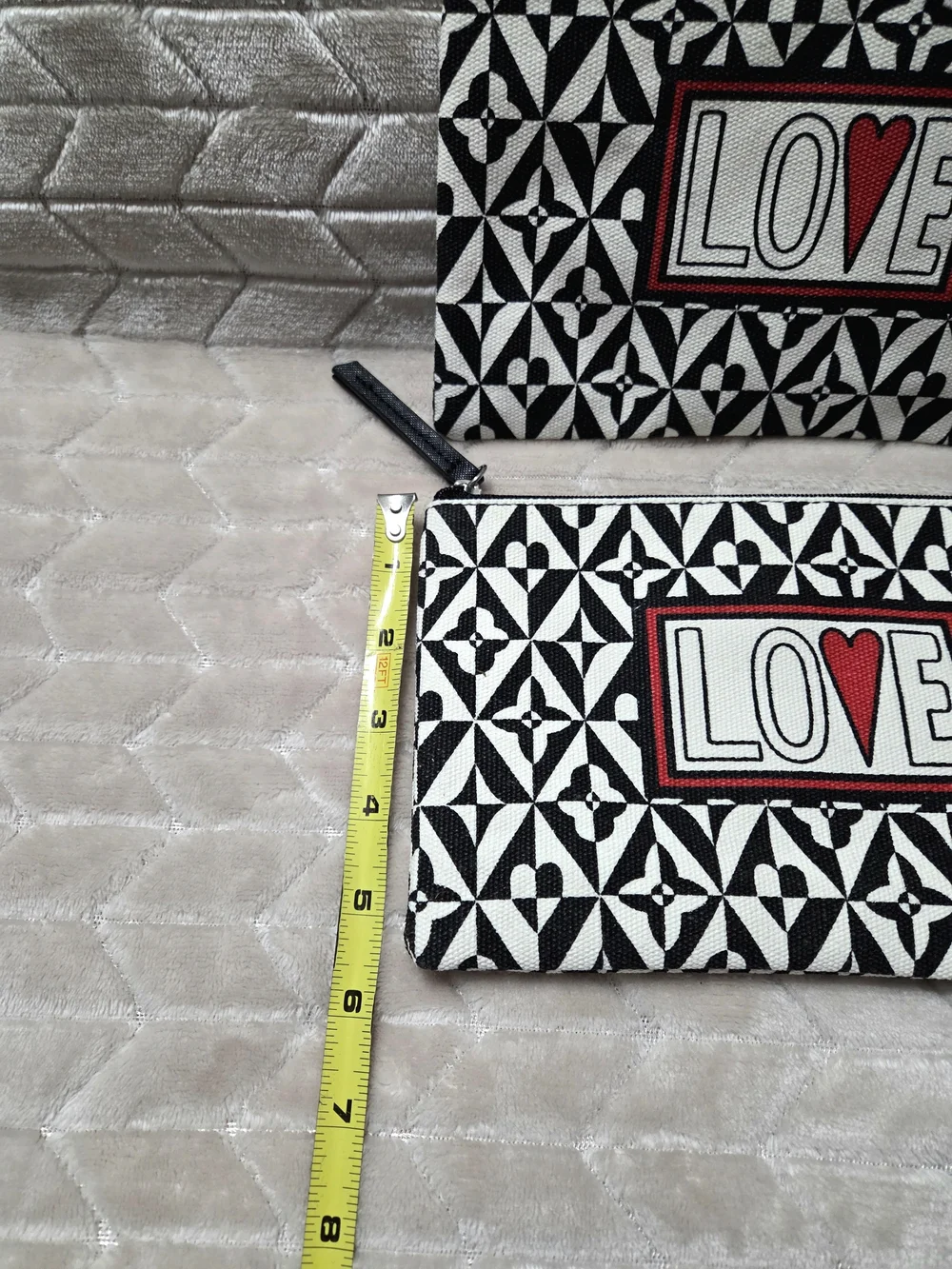 New Brighton LOVE Pattern Black & White Zip Pouch Set